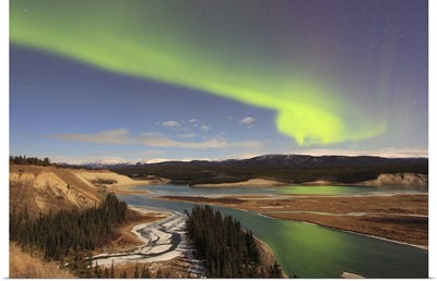 Aurora borealis over the Yukon River, Whitehorse, Yukon, Canada