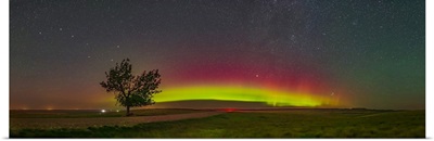 Aurora Panorama From Grasslands National Park, Saskatchewan, Canada