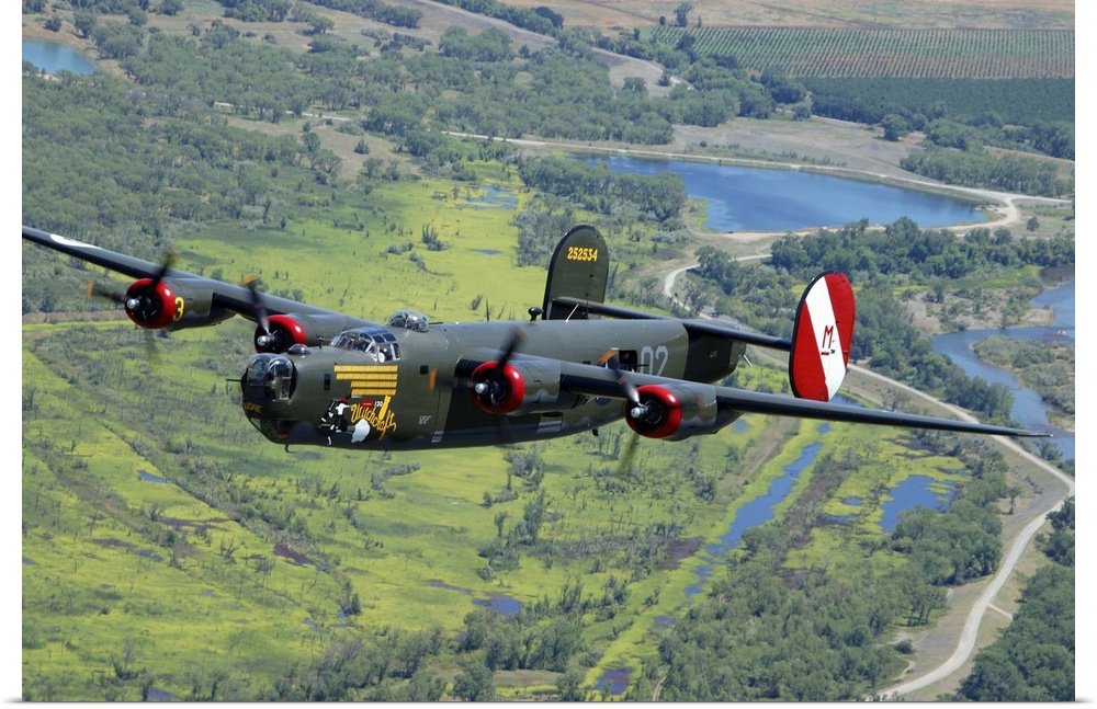 B-24 Liberator flying over Mt. Lassen, California.