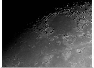 Close up detail view of the moon