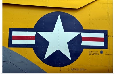 Close-up of the aircraft insignia on an old-fashioned warbird