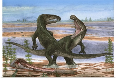 Confrontation between two prehistoric Archosaurus rossicus