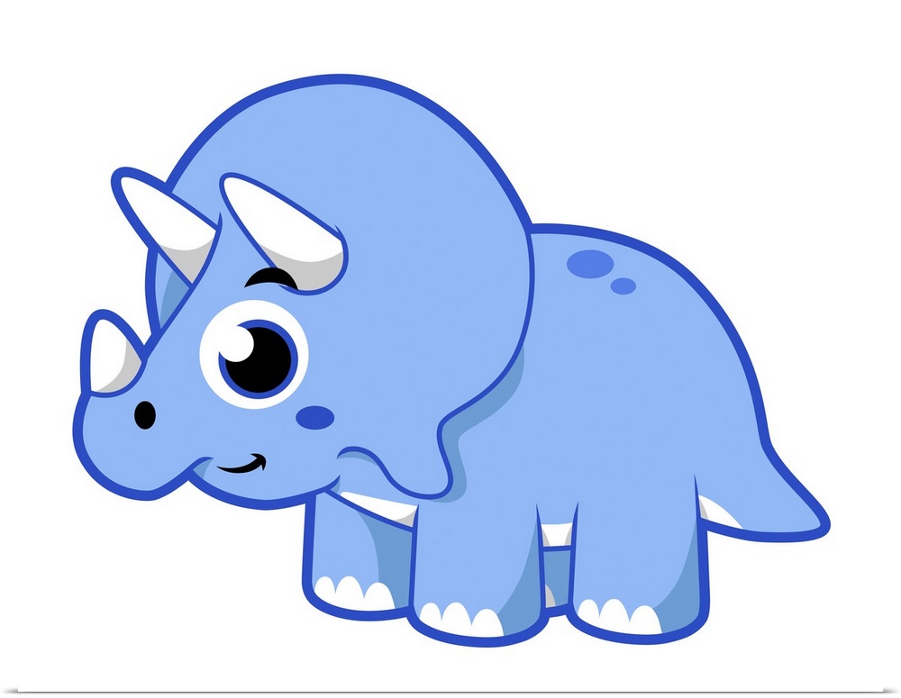 Cute illustration of a Triceratops dinosaur.