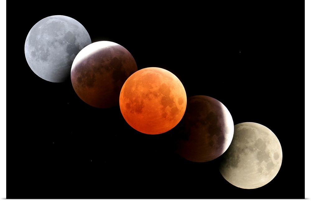 October 27, 2004 - Digital composite of total lunar eclipse taken from Alberta, Canada.