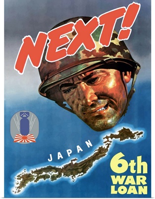 Digitally restored vector war propaganda poster. 6th War Loan