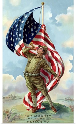 Digitally restored vector war propaganda poster. For Liberty, Civilization, and Humanity