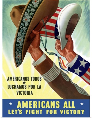 Digitally restored vector war propaganda poster. Let's Fight For Victory