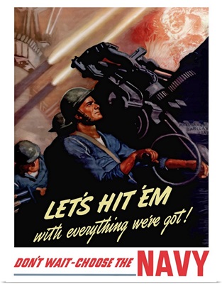 Digitally restored vector war propaganda poster. Let's hit 'em