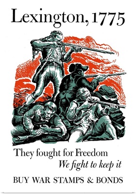 Digitally restored vector war propaganda poster. Lexington, 1775