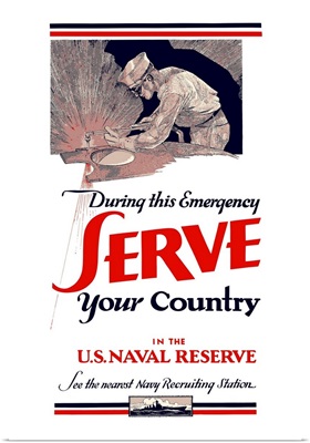 Digitally restored vector war propaganda poster. Serve Your Country
