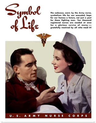 Digitally restored vector war propaganda poster. Symbol of Life