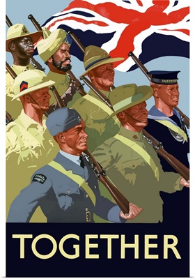 Digitally restored vector war propaganda poster. Together