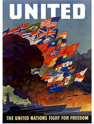 Digitally restored vector war propaganda poster - United nations