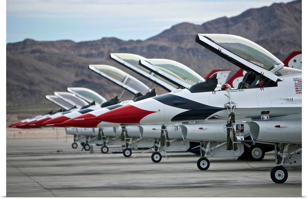 F-16C Thunderbirds on the ramp at Nellis Air Force Base, Nevada.