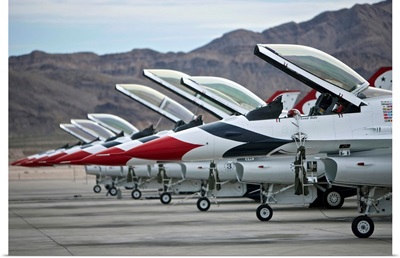 F-16C Thunderbirds on the ramp at Nellis Air Force Base, Nevada