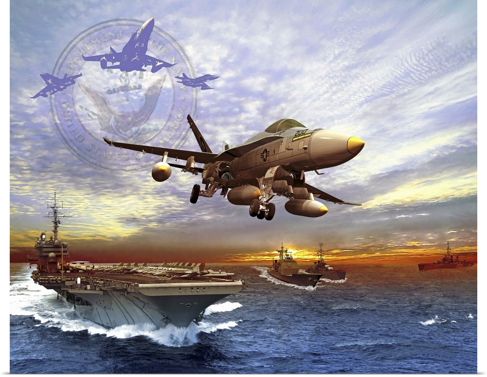 F/A-18 Hornet taking off of a U.S. Navy aircraft carrier.