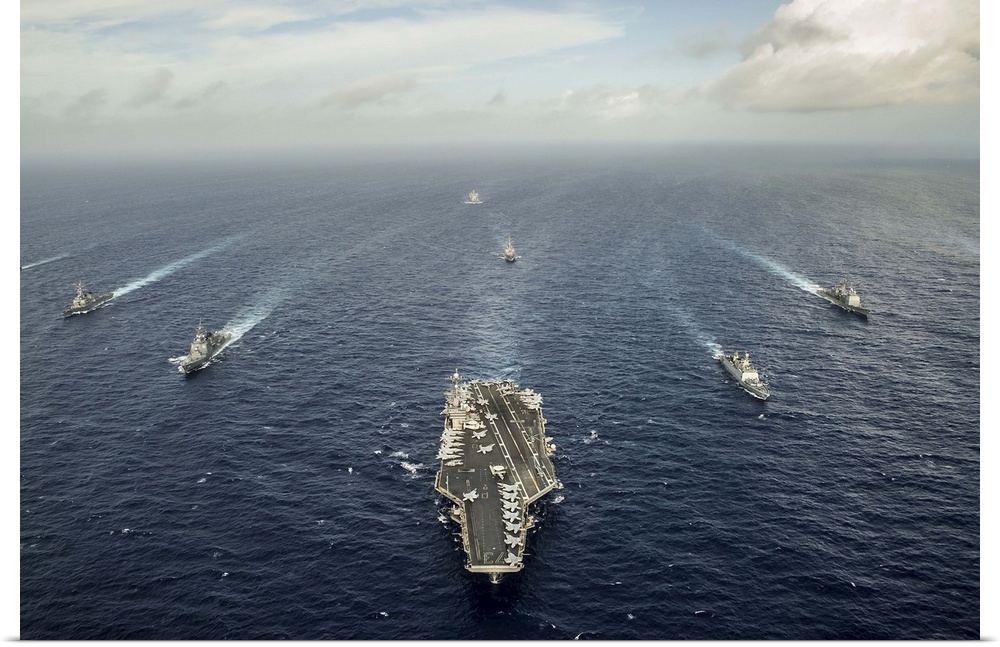 Waters East of Okinawa, July 30, 2014 - The aircraft carrier USS George Washington (CVN 73) and ships from the U.S. Navy, ...