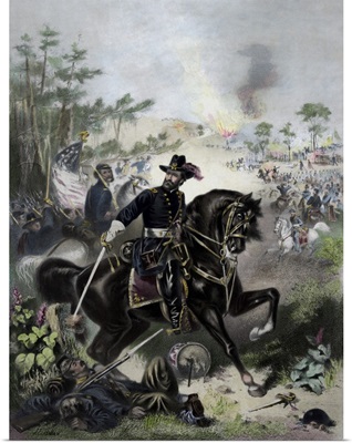 General Ulysses S. Grant leading Union troops into battle