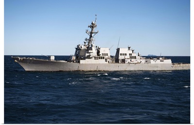 Guided-missile destroyer USS Momsen transits the Coral Sea