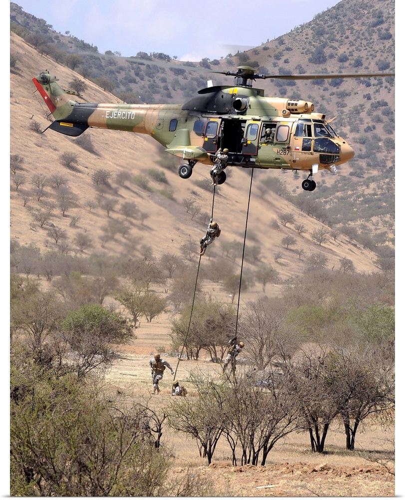 November 20, 2010 - Chilean Special Forces perform an Air Assault demonstration at their training area in Colina, Chile.