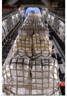 Humanitarian Aid Loaded By Hawaii Air National Guard Into A C-17 Globemaster III