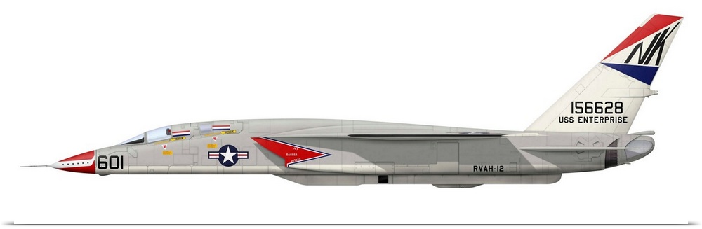 Illustration of an RA-5C Vigilante reconnaissance aircraft. RA-5C initially served with RVAH-14, then RVAH-9 before seeing...