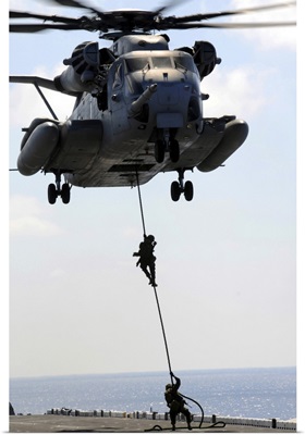 Marines Rappel From A CH-53E Sea Stallion Helicopter