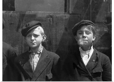 May 9, 1910 - Young Newsboys Smoking On A St. Louis, Missouri Street