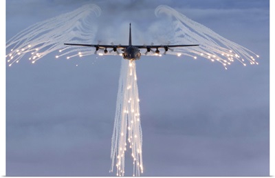 MC-130H Combat Talon dropping flares