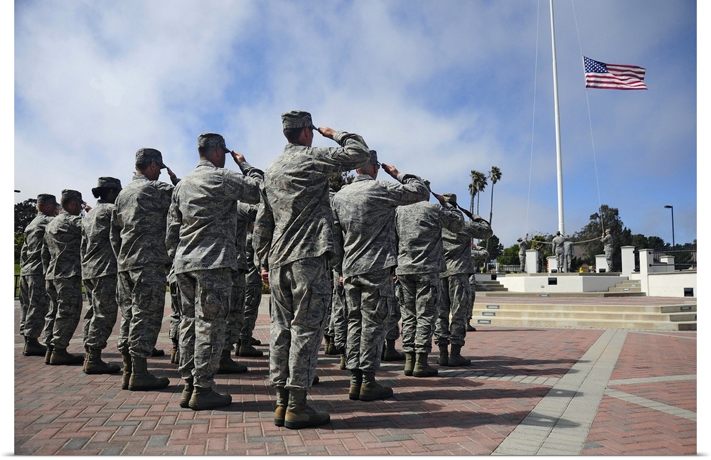June 29, 2012 - Members of the 30th Space Wing perform a retreat ceremony at Vandenberg Air Force Base, California. A retr...