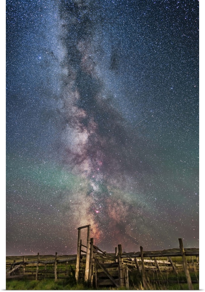 August 26, 2014 - The Milky Way over the old corral at the site of the 76 Ranch in the Frenchman Valley in Grasslands Nati...