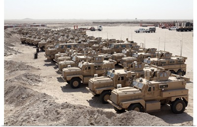 Mine Resistant Ambush Protected vehicles at Camp Taqaddum, Iraq