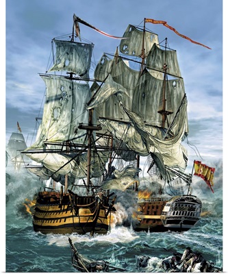 Naval warfare were dominated by sailing ships.