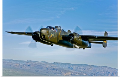 North American B-25G Mitchell bomber in flight near Mesa, Arizona