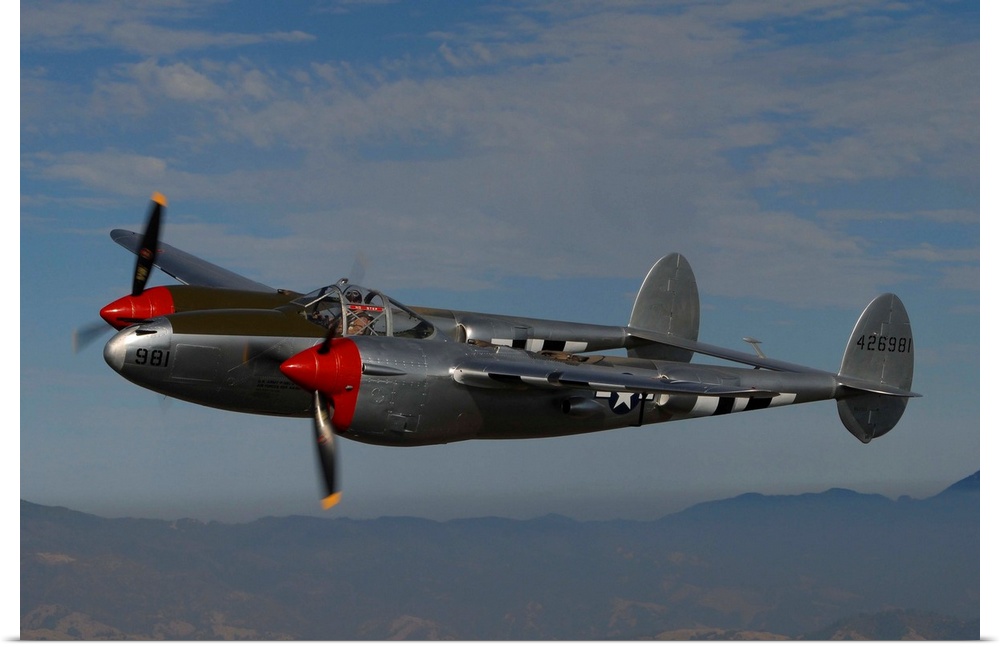 P-38 Lightning flying over Santa Rosa, California.