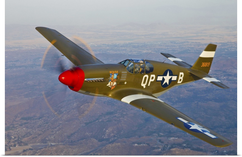 P-51B Mustang in flight over China, California.