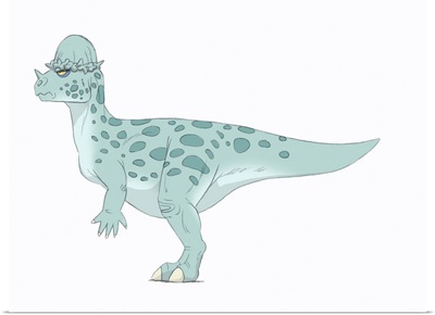 Pachycephalosaurus pencil drawing with digital color