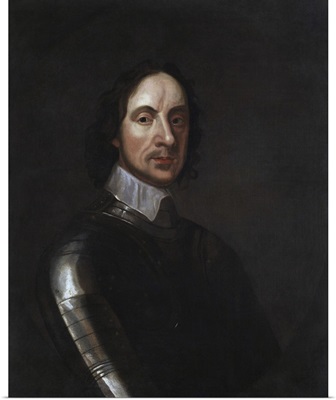 Painted Portrait Of English Military And Political Leader Oliver Cromwell