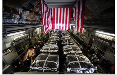 Pallets Of Cargo Inside Of A C-17 Globemaster III