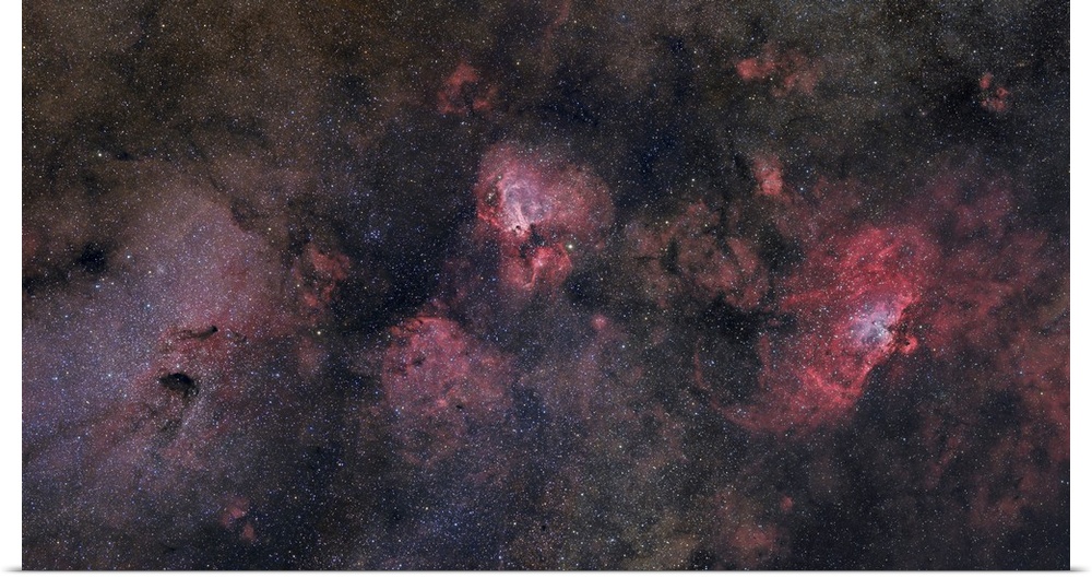 This large field contains many famous objects including the Eagle Nebula, Swan Nebula, Lobster Nebula, and many others.