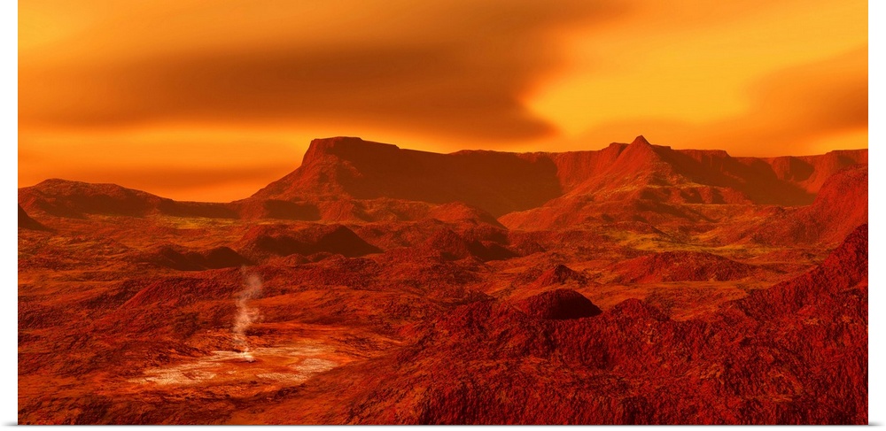 Panorama of a landscape on Venus at 700 degress Fahrenheit.