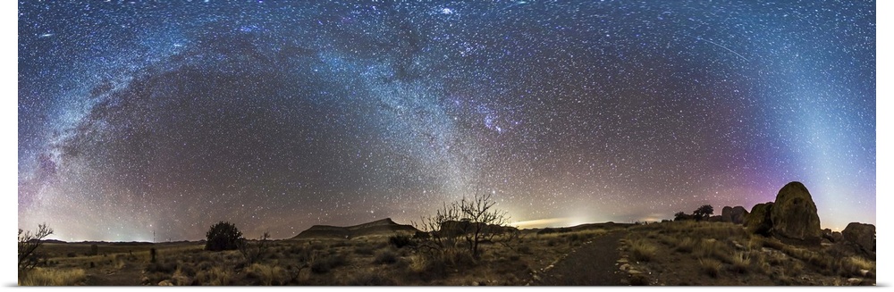 January 16, 2015 - A 360 degree rectilinear panorama of the New Mexico evening sky showing the zodiacal light rising out o...