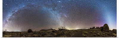 Panorama of Milky Way and zodiacal light over New Mexico