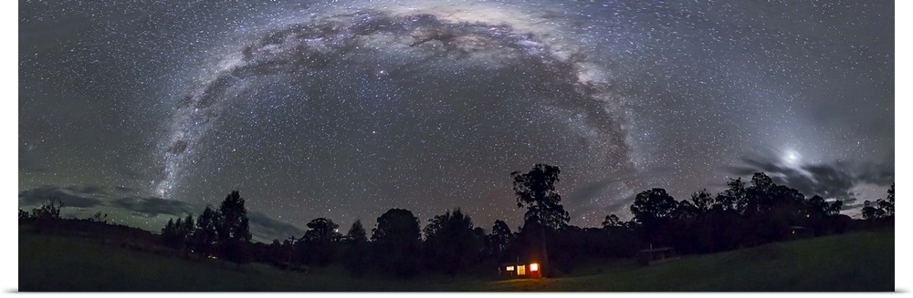 April 11, 2014 - Panorama of the southern night sky in Australia, showing the Milky Way all the way across the sky with th...