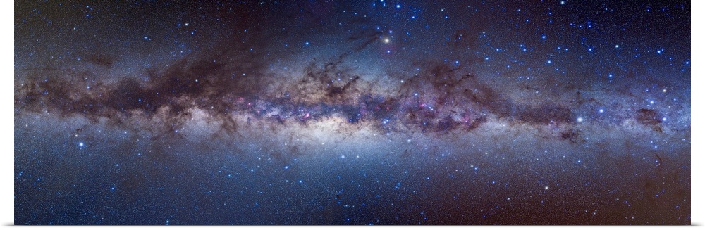 A panorama of the center of the Galaxy portion of the southern hemisphere Milky Way, from Crux at right to Aquila at left....