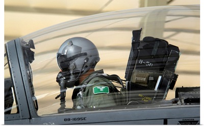 Pilot Makes Final Pre-Flight Checks On An F-15E Strike Eagle