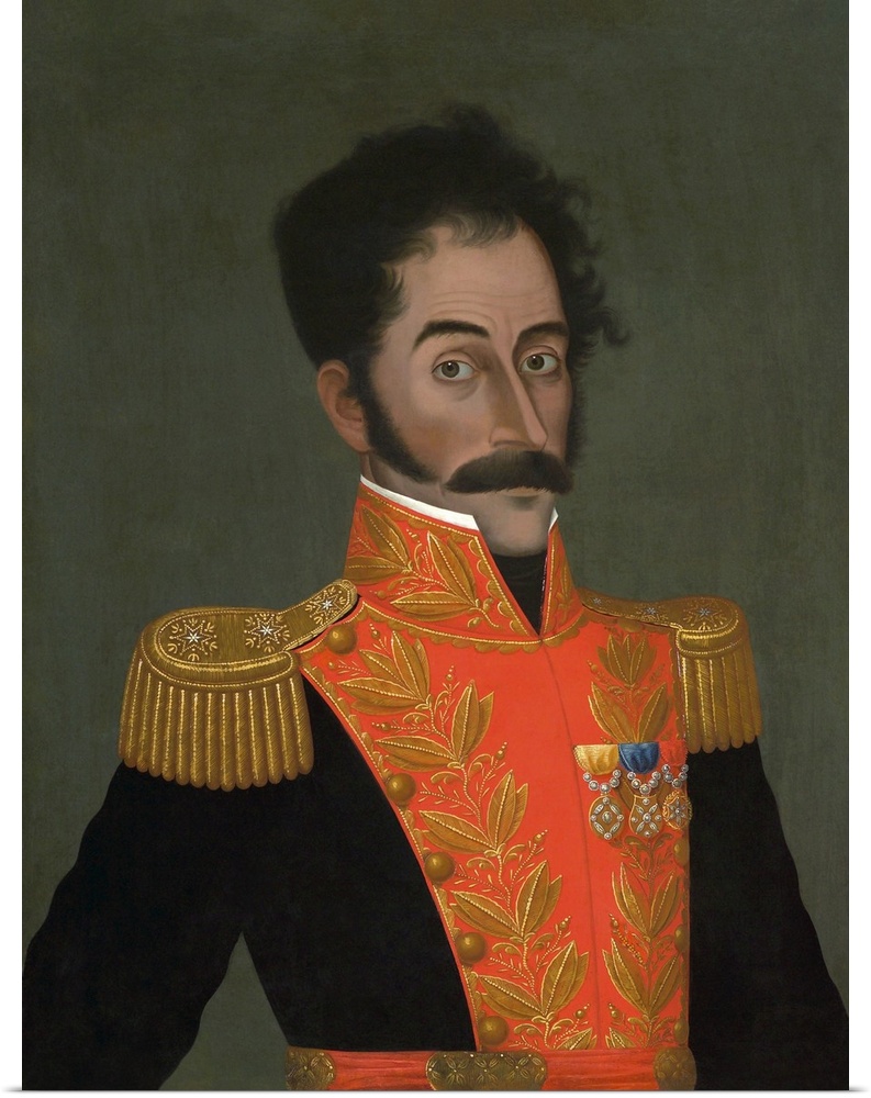 Portrait painting of Simon Bolivar, a Venezuelan military and political leader.