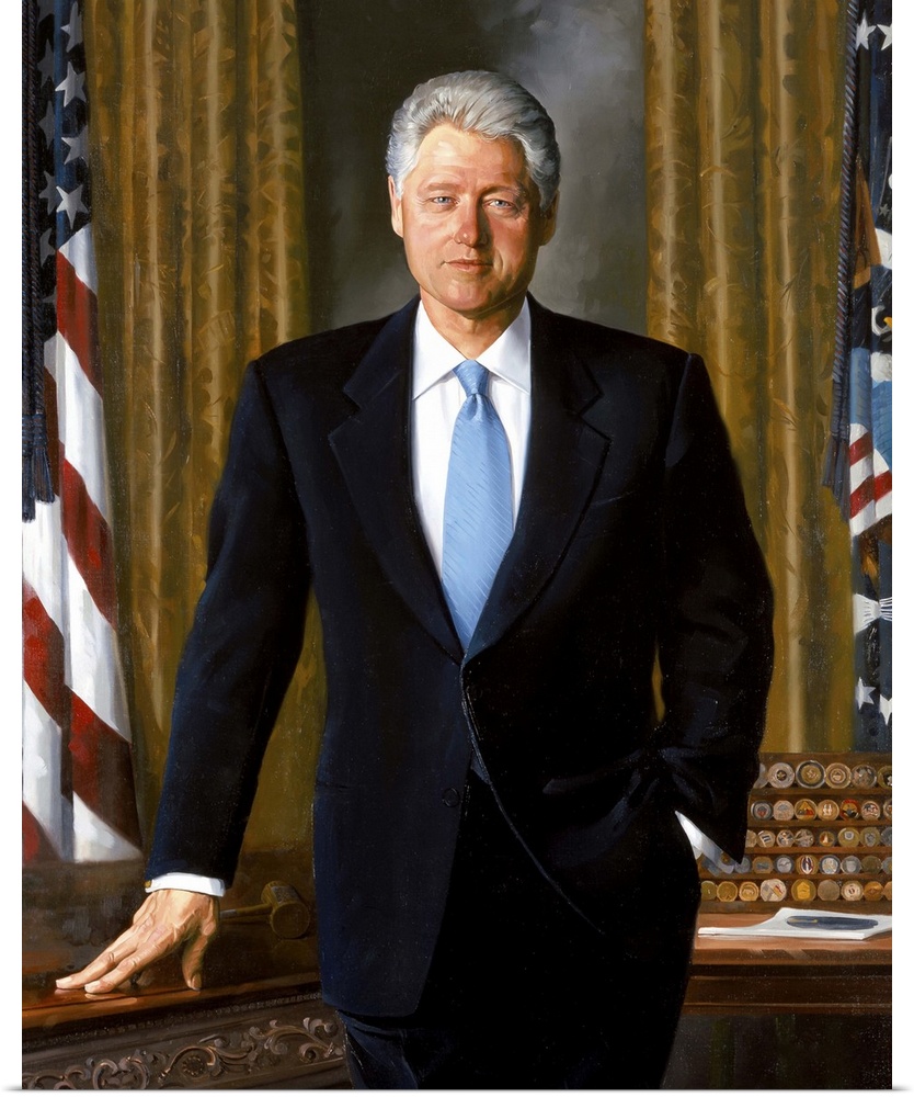 Digitally restored American History poster of the Official White House painting of President Bill Clinton.