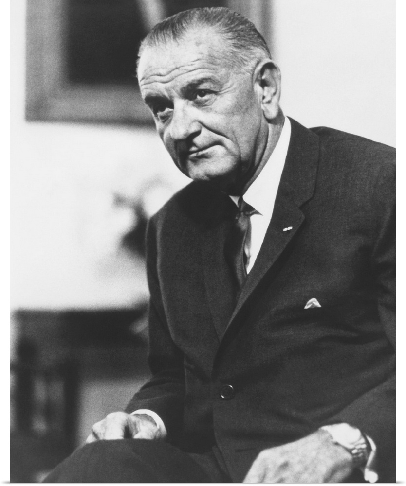 Digitally restored American history photo of President Lyndon Baines Johnson.