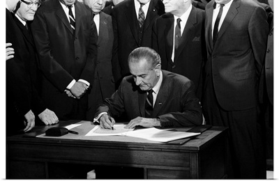 President Lyndon Johnson Signing The Civil Rights Bill Of 1968 Into Law